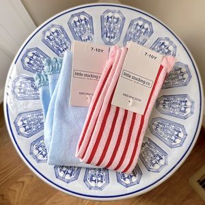 Little Stocking Co Christmas Lace Top Knee Socks, Candy Stripe & Elsa